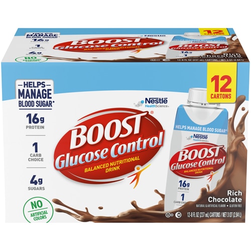 BOOST Glucose Control Balanced Nutritional Drink Protein Shakes Rich Chocolate