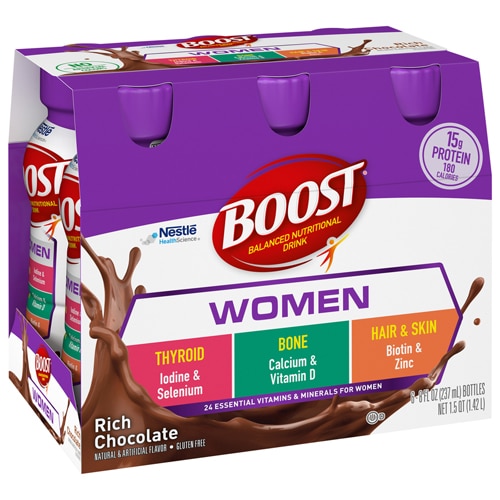 BOOST Women Nutritional Protein Drink Shakes with Biotin and Zinc Chocolate