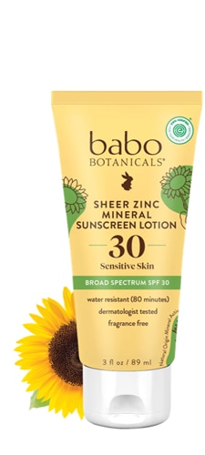Babo Botanicals Sunscreen Lotion Clear Zinc SPF 30 Fragrance Free