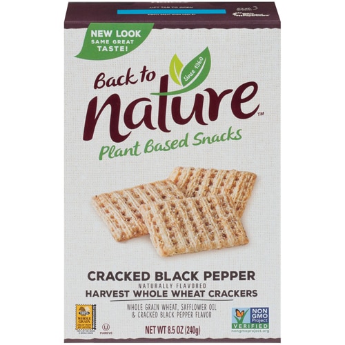 Back To Nature Harvest Whole Wheat Crackers Cracked Black Pepper