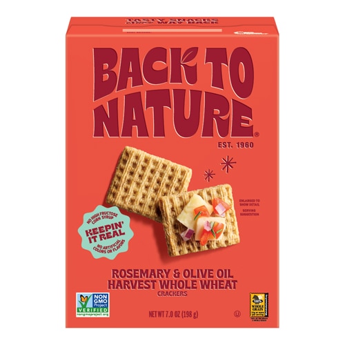Back To Nature Harvest Whole Wheat Crackers Rosemary & Olive Oil