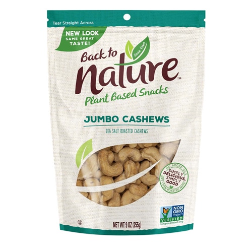 Back To Nature Non-GMO Roasted Jumbo Cashews Sea Salt