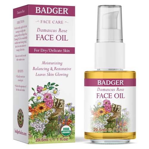 Badger Organic Face Oil Damascus Rose