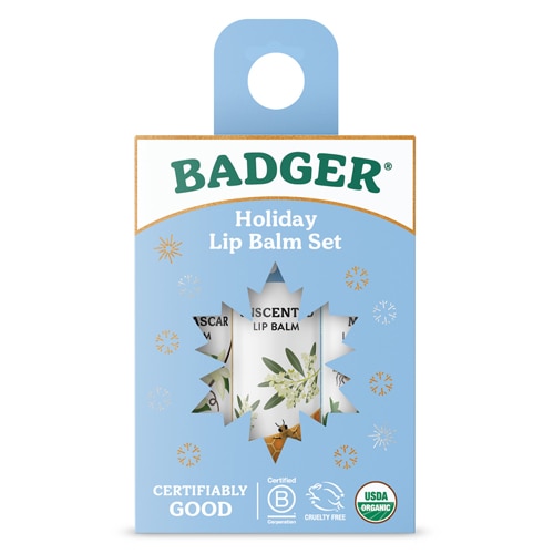 Badger Organic Lip Balm Holiday Gift Set - Blue
