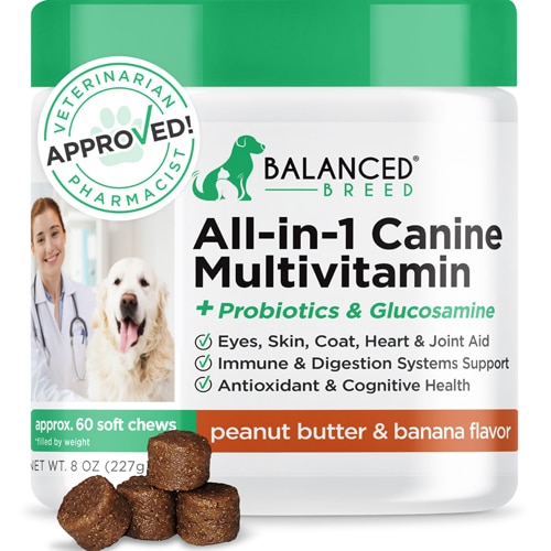 Balanced Breed Dog All-in-1 Canine Multivitamin Vet Pharmacist Approved Peanut & Butter Banana