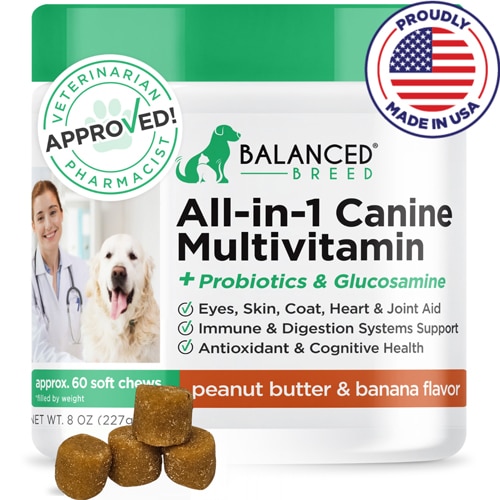 Balanced Breed Dog All-in-1 Canine Multivitamin Vet Pharmacist Approved Peanut Butter & Banana