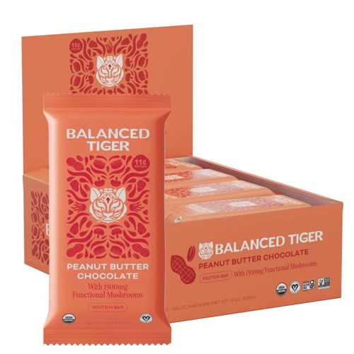 Balanced Tiger Protein Bar Organic Vegan Peanut Butter Chocolate