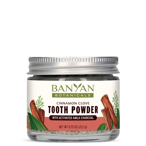 Banyan Botanicals Organic Tooth Powder with Activated Charcoal Cinnamon Clove