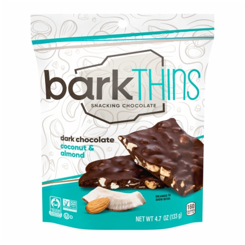 BarkTHINS Fair Trade Snacking Chocolate Dark Chocolate Toasted Coconut with Almonds