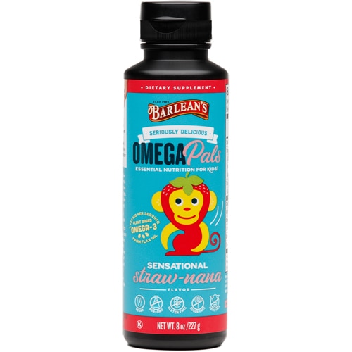 Barlean's Kids Omega Pals Flaxseed Oil Vegan StrawNana