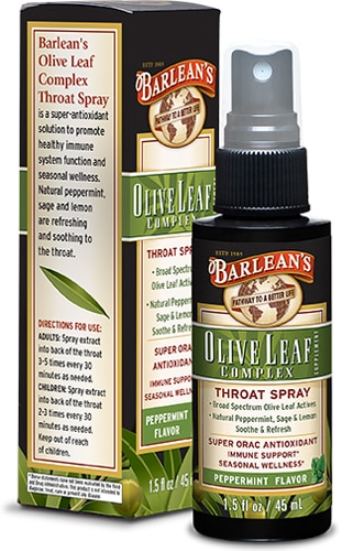 Barlean's Olive Leaf Complex Throat Spray Soothing Peppermint