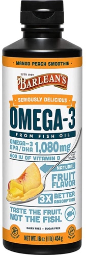 Barlean's Seriously Delicious Omega-3 Fish Oil Smoothie Mango Peach