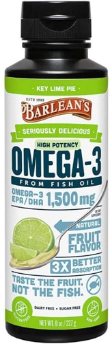 Barlean's Seriously Delicious Omega-3 High Potency Fish Oil Key Lime Pie