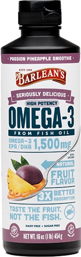 Barlean's Ultra High Potency Fish Oil Omega Swirl Passion Pineapple