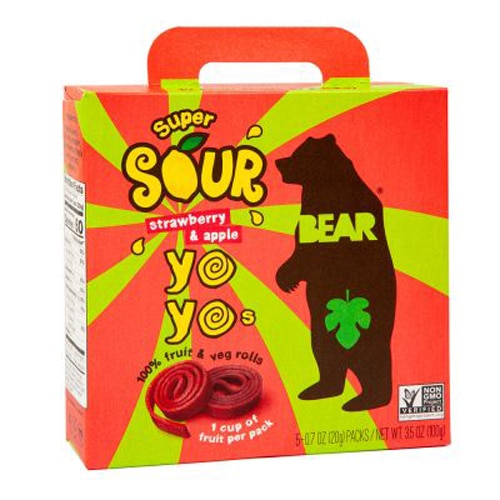 Bear Real Fruit YoYo's Gluten Free Super Sour Strawberry & Apple