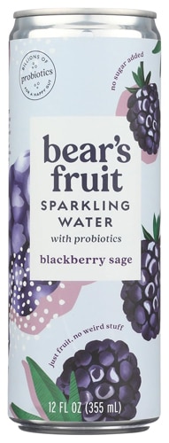 Bear's Fruit Sparkling Water with Probiotics Blackberry Sage