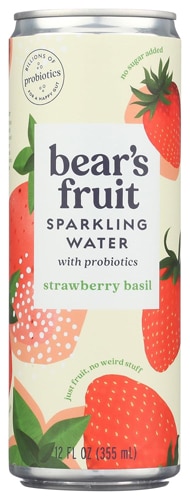 Bear's Fruit Sparkling Water with Probiotics Strawberry Basil