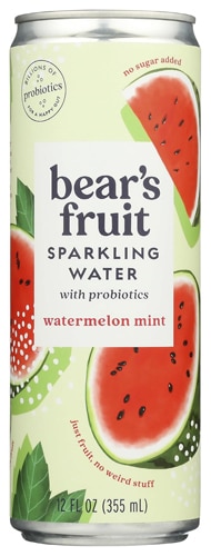 Bear's Fruit Sparkling Water with Probiotics Watermelon Mint
