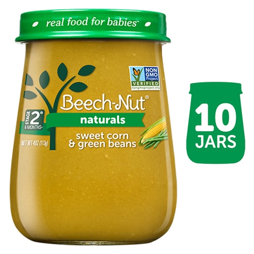 Beech-Nut Naturals Baby Food Puree 6+ Months Sweet Corn & Green Beans