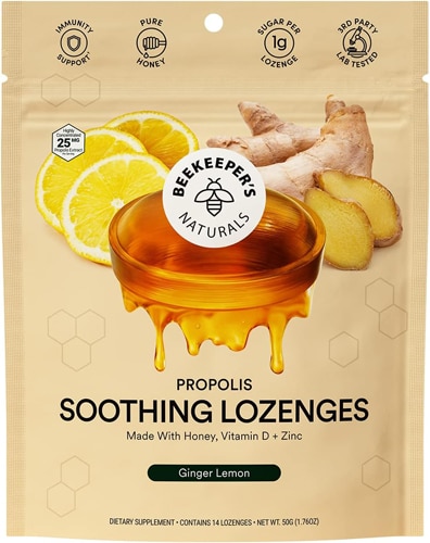 Beekeeper's Naturals Propolis Soothing Lozenges Ginger Lemon