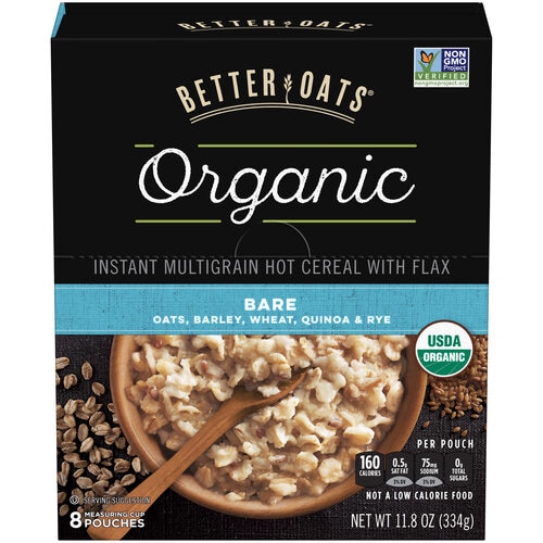 Better Oats Organic Instant Multigrain Hot Cereal with Flax Bare