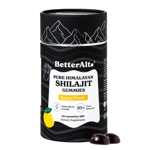 Betteralt Himalayan Pure Shilajit Gummies - 85+ Trace Minerals For Energy & Immunity Mango