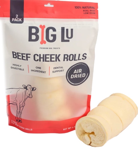 Big Lu Natural Dog Treats Beef Cheek Rolls Air Dried