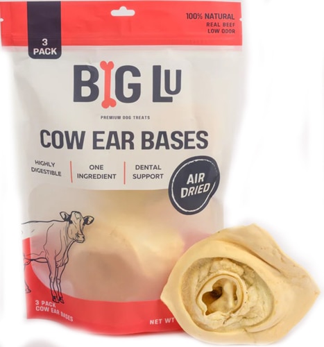 Big Lu Natural Dog Treats Cow Ear Bases Air Dried