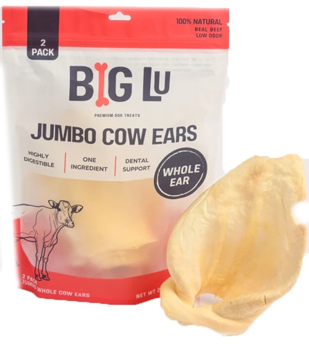 Big Lu Natural Dog Treats Jumbo Cow Ears Air Dried