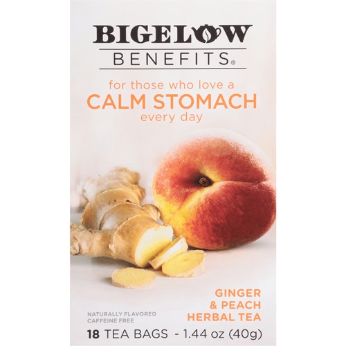 Bigelow Tea Benefits Caffeine Free Calm Stomach Herbal Tea Ginger & Peach