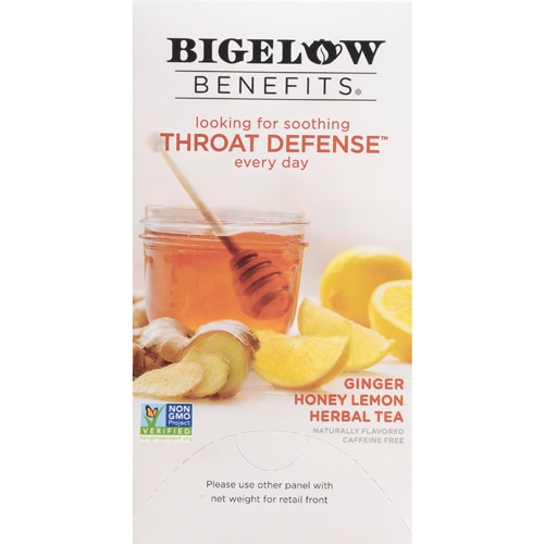 Bigelow Tea Benefits Caffeine Free Throat Defense Herbal Tea Ginger Honey Lemon