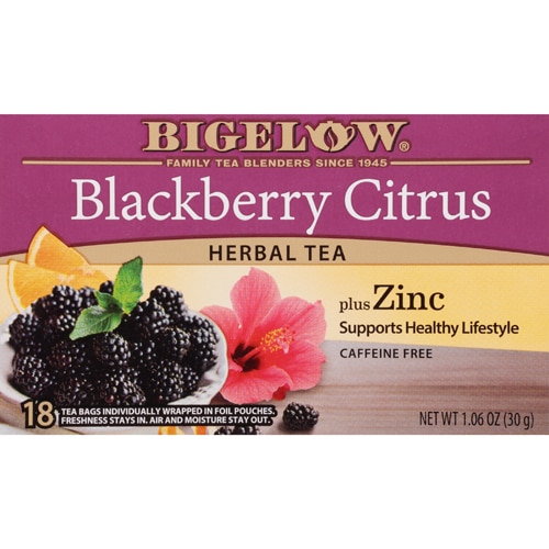 Bigelow Tea Blackberry Citrus Herbal Tea Plus Zinc