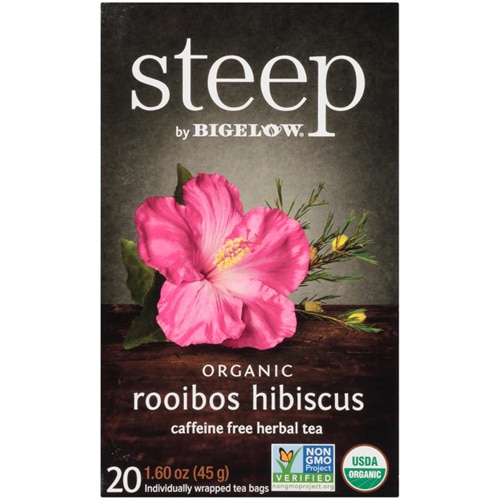 Bigelow Tea Steep Organic Herbal Tea Caffeine Free Rooibos Hibiscus