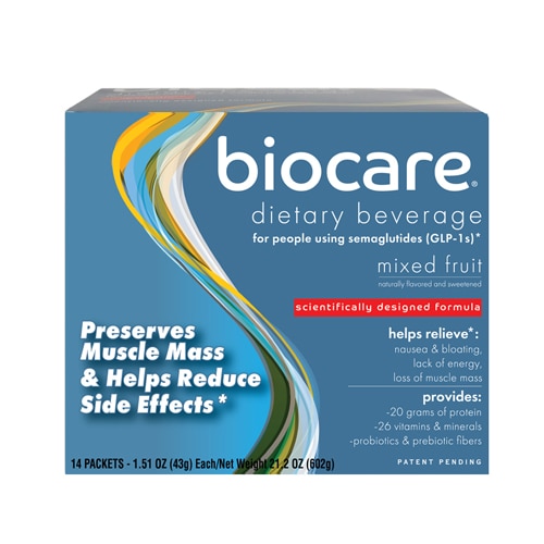 Biocare Dietary GLP-1 Beverage - Pack of 14 Mixed Fruit