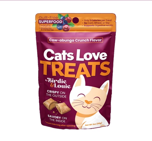 Birdie & Louie Cats Love Treats Cow-abunga Crunch