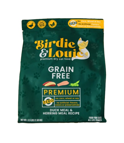 Birdie & Louie Dry Cat Food Grain Free Duck Meal & Herring Meal Recipe