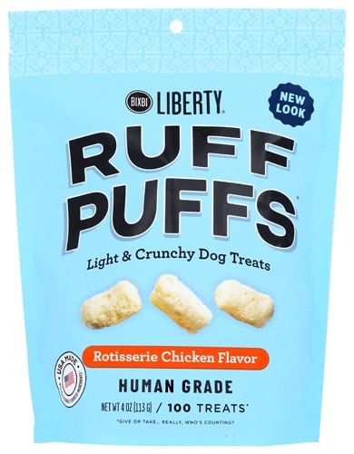 Bixbi Liberty Ruff Puffs Dog Treats Light & Crunchy Rotisserie Chicken