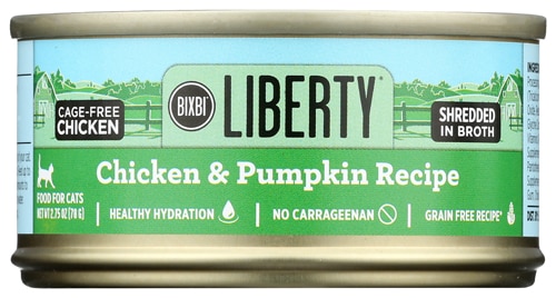 Bixbi Liberty Wet Cat Food Shredded in Broth Grain Free Chicken & Pumpkin Recipe