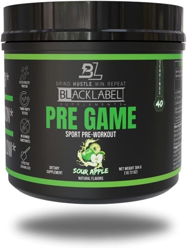 BlackLabel Supplements Pre Game - NSF Certified for Sport Sour Apple