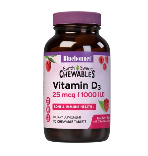 Bluebonnet Nutrition Earth Sweet Vitamin D3 Natural Raspberry