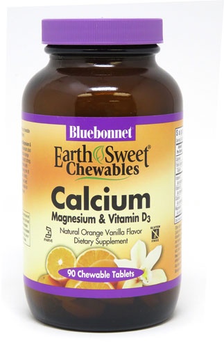 Bluebonnet Nutrition EarthSweet Chewables Calcium Magnesium & Vitamin D3 Orange Vanilla