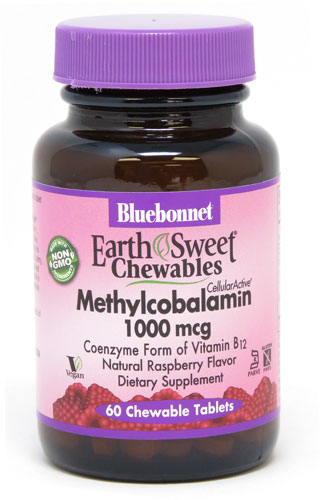 Bluebonnet Nutrition EarthSweet Chewables Methylcobalamin Vitamin B12 Natural Raspberry