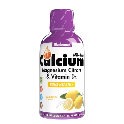 Bluebonnet Nutrition Liquid Calcium Magnesium Citrate Plus Vitamin D3 Natural Lemon