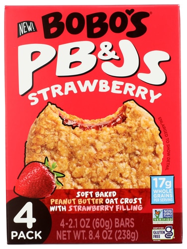 Bobo's Gluten Free PB&Js Soft Baked Peanut Butter Oat Crust Strawberry