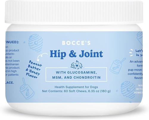 Bocce's Dog Supplement Hip & Joint with Glucosamine-MSM & Chondroitin Honey & Peanut Butter