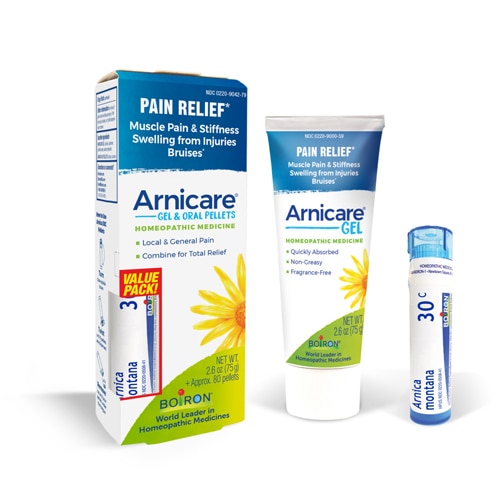 Boiron Arnicare Gel and Arnica 30C Value Pack Pain Relief - Muscle Pain & Stiffness-Swelling from Injuries-Bruising