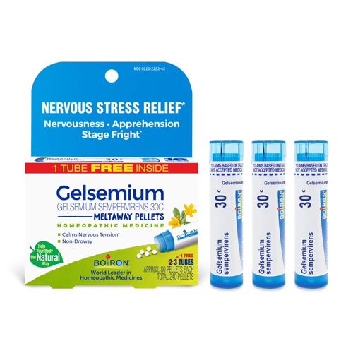 Boiron Gelsemium 30C Bonus Pack Nervous Stress Relief-Nrvousness-Apprehension-Stage Fright