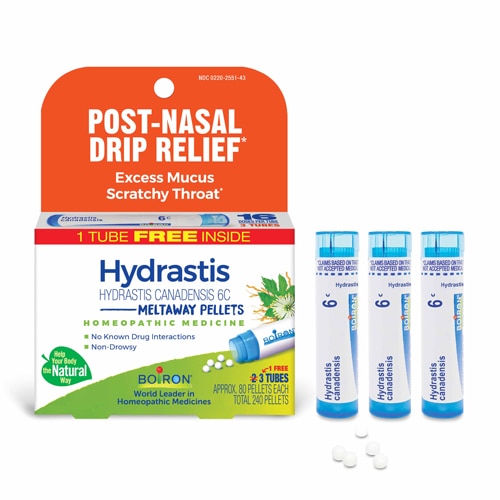 Boiron Hydrastis Canadensis 6C Bonus Pack - Post-Nasal Drip Relief-Excess Mucus-Scratchy Throat