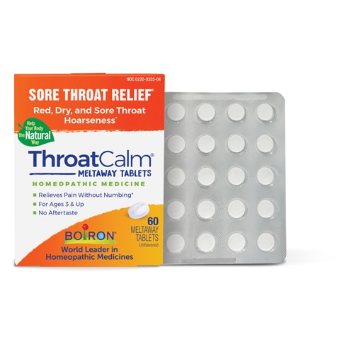 Boiron ThroatCalm Tablets Sore Throat Relief - Hoarseness-Red Dry and Sore Throat