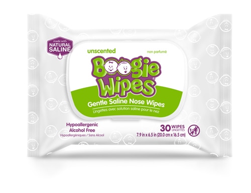 Boogie Wipes Gentle Saline Nose Wipes Unscented